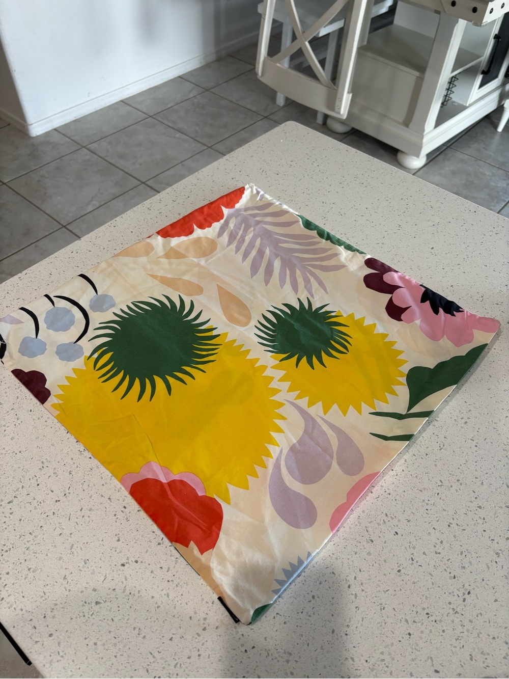 Marimekko cushion cover Floral Sunburst Square in Yellow, Green & Pink